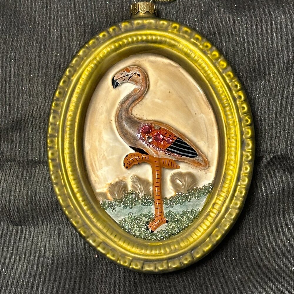 Victorian Flamingo framed ornament
